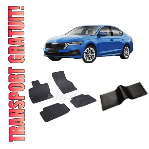 Set 5 covorase SKODA Octavia IV din 06.2020-PREZENT, cu covoras tunel median, CAROSERIE HATCHBACK, Presuri cauciuc 100%, compatibil cu autoturismul SKODA Octavia IV, Rigum
