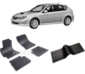 Set 5 covorase SUBARU IMPREZA III din 09.2007-2011, cu covoras tunel median, CAROSERIE HATCHBACK, Presuri cauciuc 100%, compatibil cu autoturismul SUBARU IMPREZA III, Rigum - Img 2