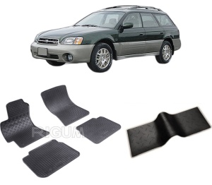Set 5 covorase SUBARU OUTBACK III din 2003-2009, cu covoras tunel median, CAROSERIE COMBI, Presuri cauciuc 100%, compatibil cu autoturismul SUBARU OUTBACK III, Rigum - Img 2