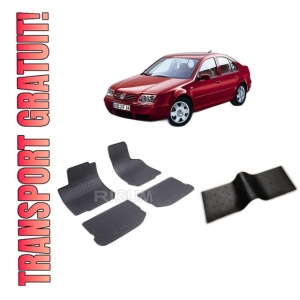 Set 5 covorase VOLKSWAGEN BORA I din 1998-2005, cu covoras tunel median, CAROSERIE SEDAN, Presuri cauciuc 100%, compatibil cu autoturismul VOLKSWAGEN BORA I, Rigum