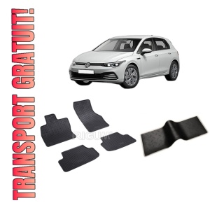 Set 5 covorase VOLKSWAGEN GOLF 8 MHEV din 11.2020-PREZENT, cu covoras tunel median, CAROSERIE HATCHBACK, Presuri cauciuc 100%, compatibil cu autoturismul VOLKSWAGEN GOLF 8 MHEV, Rigum