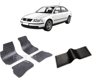 Set 5 covorase VOLKSWAGEN PASSAT B5 din 10.1996-2005, cu covoras tunel median, CAROSERIE SEDAN, Presuri cauciuc 100%, compatibil cu autoturismul VOLKSWAGEN PASSAT B5, Rigum - Img 2