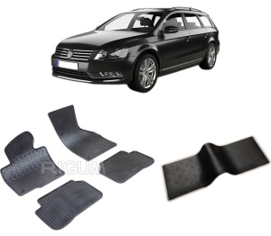 Set 5 covorase VOLKSWAGEN PASSAT B6 din 2005-09.2010, cu covoras tunel median, CAROSERIE COMBI, Presuri cauciuc 100%, compatibil cu autoturismul VOLKSWAGEN PASSAT B6, Rigum - Img 2
