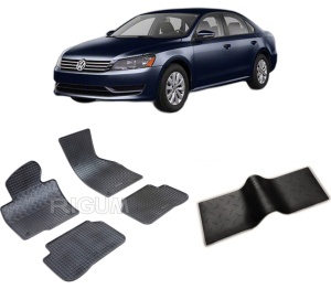 Set 5 covorase VOLKSWAGEN PASSAT B6 din 2005-10.2009, cu covoras tunel median, CAROSERIE SEDAN, Presuri cauciuc 100%, compatibil cu autoturismul VOLKSWAGEN PASSAT B6, Rigum - Img 2