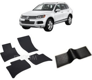 Set 5 covorase VOLKSWAGEN TOUAREG II din 02.2010-03.2018, cu covoras tunel median, CAROSERIE SUV, Presuri cauciuc 100%, compatibil cu autoturismul VOLKSWAGEN TOUAREG II, Rigum - Img 2