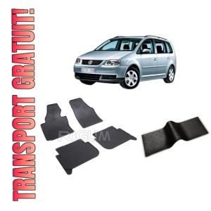 Set 5 covorase VOLKSWAGEN TOURAN I din 03.2003-08.2015, cu covoras tunel median, CAROSERIE VAN 5 LOCURI, Presuri cauciuc 100%, compatibil cu autoturismul VOLKSWAGEN TOURAN I, Rigum
