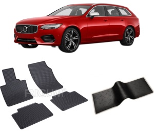 Set 5 covorase VOLVO V 90 II din 09.2016-PREZENT, cu covoras tunel median, CAROSERIE COMBI, Presuri cauciuc 100%, compatibil cu autoturismul VOLVO V 90 II, Rigum - Img 2