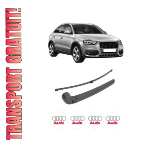 Set brat stergator spate cu lamela pentru AUDI Q3 (8UB, 8UG) din 2011-2018, pentru spate, din cauciuc siliconat rezistent, 4 stickere auto AUDI
