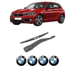 Set brat stergator spate cu lamela pentru BMW Seria 1 (F20) din 2011-2019, pentru spate, din cauciuc siliconat rezistent, 4 stickere auto BMW Seria v2519