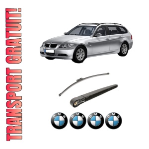 Set brat stergator spate cu lamela pentru BMW Seria 3 Touring (E91) din 2004-2012, pentru spate, din cauciuc siliconat rezistent, 4 stickere auto BMW Seria