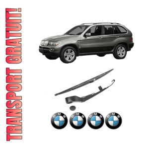 Set brat stergator spate cu lamela pentru BMW Seria X5 (E53) din 2000-2006, pentru spate, din cauciuc siliconat rezistent, 4 stickere auto BMW Seria