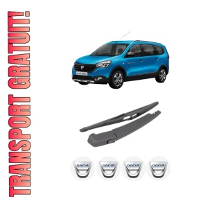 Set brat stergator spate cu lamela pentru DACIA LODGY (JS_) din 2012-2015, pentru spate, din cauciuc siliconat rezistent, 4 stickere auto DACIA