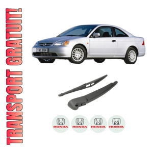 Set brat stergator spate cu lamela pentru HONDA CIVIC VII Coupe (EM2) din 2001-2005, pentru spate, din cauciuc siliconat rezistent, 4 stickere auto HONDA
