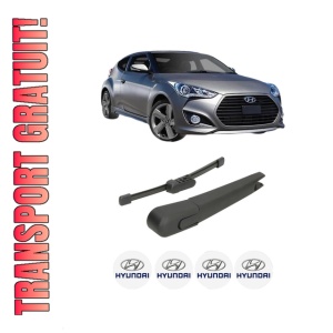 Set brat stergator spate cu lamela pentru HYUNDAI VELOSTER (FS) din 2011-2017, pentru spate, din cauciuc siliconat rezistent, 4 stickere auto HYUNDAI