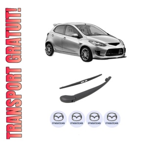 Set brat stergator spate cu lamela pentru MAZDA 2 (DE_, DH_) din 2007-2015, pentru spate, din cauciuc siliconat rezistent, 4 stickere auto MAZDA