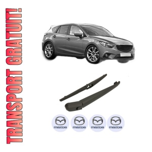 Set brat stergator spate cu lamela pentru MAZDA 3 (BM, BN) din 2013-2019, pentru spate, din cauciuc siliconat rezistent, 4 stickere auto MAZDA