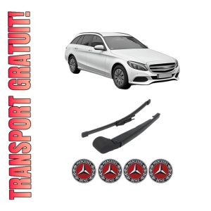 Set brat stergator spate cu lamela pentru MERCEDES-BENZ C-CLASS T-Model (S205) din 2014-2021, pentru spate, din cauciuc siliconat rezistent, 4 stickere auto MERCEDES-BENZ
