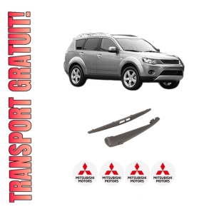 Set brat stergator spate cu lamela pentru MITSUBISHI OUTLANDER II (CW_W) din 2006-2012, pentru spate, din cauciuc siliconat rezistent, 4 stickere auto MITSUBISHI