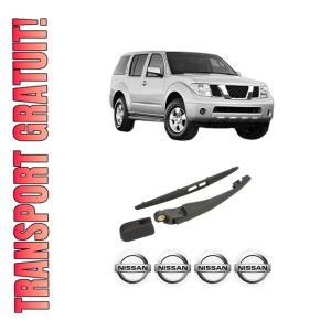 Set brat stergator spate cu lamela pentru NISSAN PATHFINDER III (R51) din 2005-2010, pentru spate, din cauciuc siliconat rezistent, 4 stickere auto NISSAN