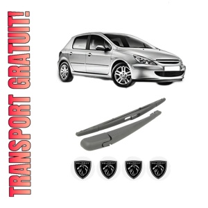 Set brat stergator spate cu lamela pentru PEUGEOT 307 (3A/C) din 2000-2009, pentru spate, din cauciuc siliconat rezistent, 4 stickere auto PEUGEOT