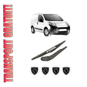 Set brat stergator spate cu lamela pentru PEUGEOT BIPPER (AA_) din 2008-2010, pentru spate, din cauciuc siliconat rezistent, 4 stickere auto PEUGEOT