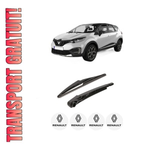 Set brat stergator spate cu lamela pentru RENAULT CAPTUR I (J5_, H5_) din 2013-2018, pentru spate, din cauciuc siliconat rezistent, 4 stickere auto RENAULT