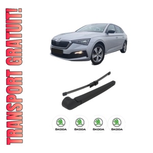 Set brat stergator spate cu lamela pentru SKODA SCALA (NW1) din 2019, pentru spate, din cauciuc siliconat rezistent, 4 stickere auto SKODA