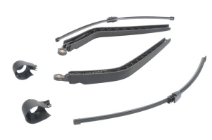 Set brat stergator spate cu lamela pentru Volkswagen TRANSPORTER T5 Platform/Chassis (7JD, 7JE, 7JL, 7JY, 7JZ, 7F din 2003-2015, pentru spate, din cauciuc siliconat rezistent, 4 stickere auto Volkswagen v214