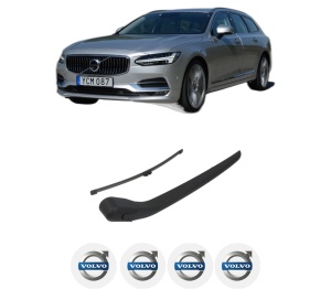 Set brat stergator spate cu lamela pentru VOLVO V90 II Estate (235) din 2017-2021, pentru spate, din cauciuc siliconat rezistent, 4 stickere auto VOLVO v24