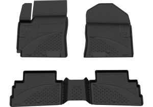 Set covorase Hyundai Kona I din 2017 - 2023, covorase presuri tavita auto, cu tunel median intermediar din cauciuc thermoplastic, 4 Stickere auto cu Hyundai - Img 3