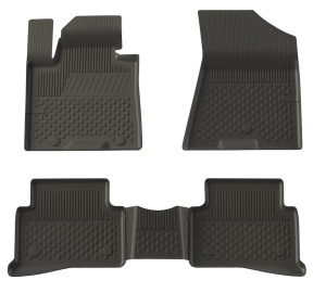 Set covorase Hyundai Tucson III din 2015 - 2020, covorase presuri tavita auto, cu tunel median intermediar din cauciuc thermoplastic, 4 Stickere auto cu Hyundai - Img 3