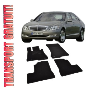 Set covorase mocheta Mercedes Clasa S W221 2005-2013, din mocheta, compatibile cu autoturismul Mercedes Clasa S W221