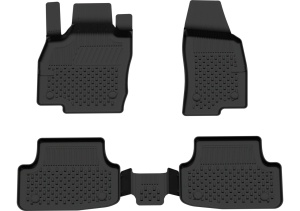 Set covorase Seat Ibiza din 2018, covorase presuri tavita auto, cu tunel median intermediar din cauciuc thermoplastic, 4 Stickere auto cu Seat - Img 3