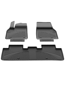 Set covorase Tesla Model Y Juniper din 2025, covorase presuri tavita auto, cu tunel median intermediar din cauciuc thermoplastic, 4 Stickere auto cu Tesla - Img 3