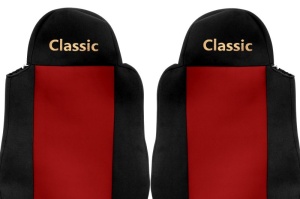 Set Huse Scaune Camion Tir MAN TGM I din 2005-2023, Auto, Model CLASSIC, Culoare Rosu, 4x Stickere auto cu MAN - Img 3