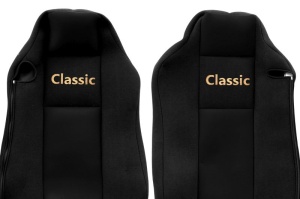 Set Huse Scaune Camion Tir MAN TGX I din 2006-2021, Auto, Model CLASSIC, Culoare Negru, 4x Stickere auto cu MAN - Img 3