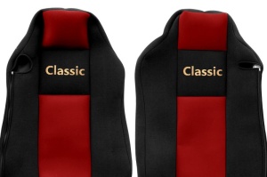 Set Huse Scaune Camion Tir MAN TGX I din 2006-2021, Auto, Model CLASSIC, Culoare Rosu, 4x Stickere auto cu MAN - Img 3