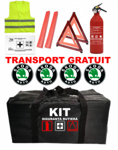 Set Kit - Trusa siguranta auto omologat R.A.R, Stingator cu manometru 1kg P1 , Trusa Medicala, 2 Triunghiuri Reflectorizante , 4 stickere autoadezive Skoda accesorii pentru autoturismul tau - masina v92893