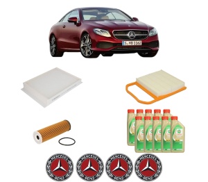 Set Pachet filtre revizie Bosch, 10 litrii ulei Castrol 5W30 MERCEDES-BENZ E-CLASS Coupe (C238) E 450 EQ Boost 4-matic (238.359) din 2020, 4x Stickere auto cu MERCEDES-BENZ - Img 2