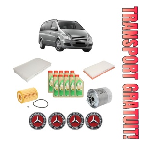 Set Pachet filtre revizie Bosch, 10 litrii ulei Castrol 5W30 MERCEDES-BENZ VIANO (W639) CDI 3.0 (639.811, 639.813, 639.815) din 2006, 4x Stickere auto cu MERCEDES-BENZ