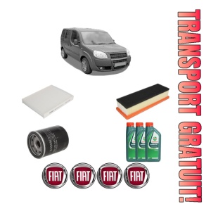 Set Pachet filtre revizie Bosch, 3 litrii ulei Castrol 10W40 FIAT DOBLO MPV (119_, 223_) 1.4 din 2005, 4x Stickere auto cu FIAT