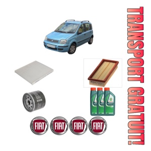 Set Pachet filtre revizie Bosch, 3 litrii ulei Castrol 10W40 FIAT PANDA Hatchback Van (169_) 1.2 din 2004, 4x Stickere auto cu FIAT