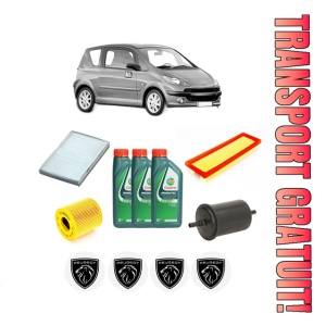 Set Pachet filtre revizie Bosch, 3 litrii ulei Castrol 10W40 PEUGEOT 1007 (KM_) 1.4 16V din 2005, 4x Stickere auto cu PEUGEOT