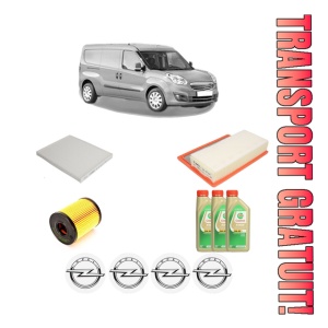 Set Pachet filtre revizie Bosch, 3 litrii ulei Castrol 5W30 OPEL COMBO Box Body/MPV (X12) 1.4 (B05) din 2012, 4x Stickere auto cu OPEL