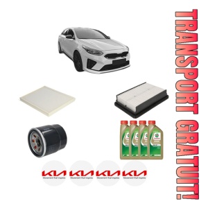 Set Pachet filtre revizie Bosch, 4 litrii ulei Castrol 0W20 KIA PROCEED (CD) 1.0 T-GDI din 2018, 4x Stickere auto cu KIA