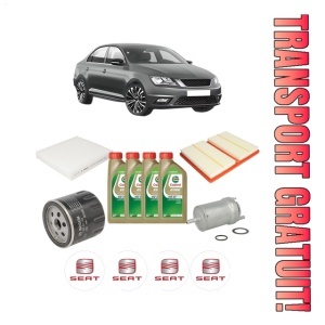 Set Pachet filtre revizie Bosch, 4 litrii ulei Castrol 0W20 SEAT TOLEDO IV (KG3) 1.0 TSI din 2017-2019, 4x Stickere auto cu SEAT