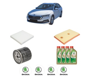 Set Pachet filtre revizie Bosch, 4 litrii ulei Castrol 0W20 SKODA Octavia IV Combi (NX5, PV5) 1.4 TSI RS iV din 2020, 4x Stickere auto cu SKODA - Img 2