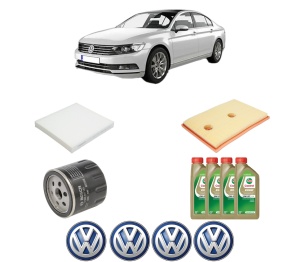 Set Pachet filtre revizie Bosch, 4 litrii ulei Castrol 0W20 Volkswagen PASSAT B8 (3G2, CB2) 1.4 TSI din 2014-2018, 4x Stickere auto cu Volkswagen - Img 2