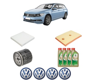 Set Pachet filtre revizie Bosch, 4 litrii ulei Castrol 0W20 Volkswagen PASSAT B8 Variant (3G5, CB5) 1.4 TSI 4motion din 2015-2018, 4x Stickere auto cu Volkswagen - Img 2