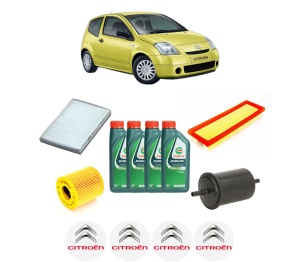 Set Pachet filtre revizie Bosch, 4 litrii ulei Castrol 10W40 CITROEN C2 ENTERPRISE (JG_) 1.1 din 2003-2009, 4x Stickere auto cu CITROEN - Img 2